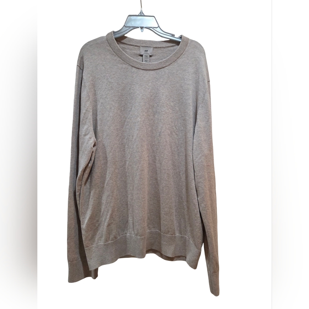 H&M Slim Fit Cashmere Blend Lightweight Long Sleeve Beige Sweater Men's 2XL NEW